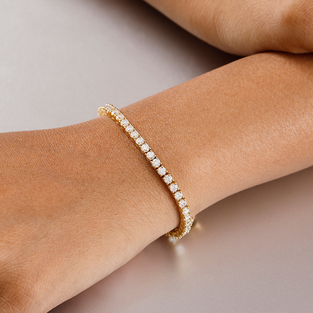 D'Joy - Moissanite Tennis Bracelet (Size 7) with GB Lock Box in 18K Vermeil Yellow Gold Plated Sterling Silver 5.00 Ct._8061361_2