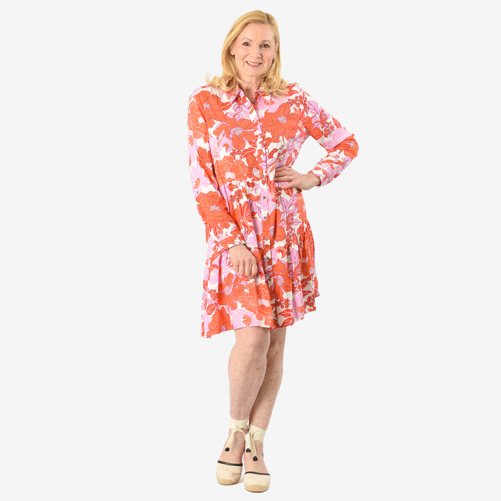 Closeout Deal Printed Tunic Top (Size 12) - Orange Purple_8061656_1