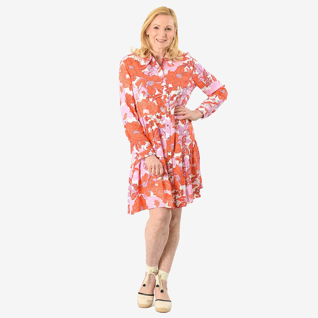 Closeout Deal Printed Tunic Top (Size 14) - Orange Purple_8061658_1