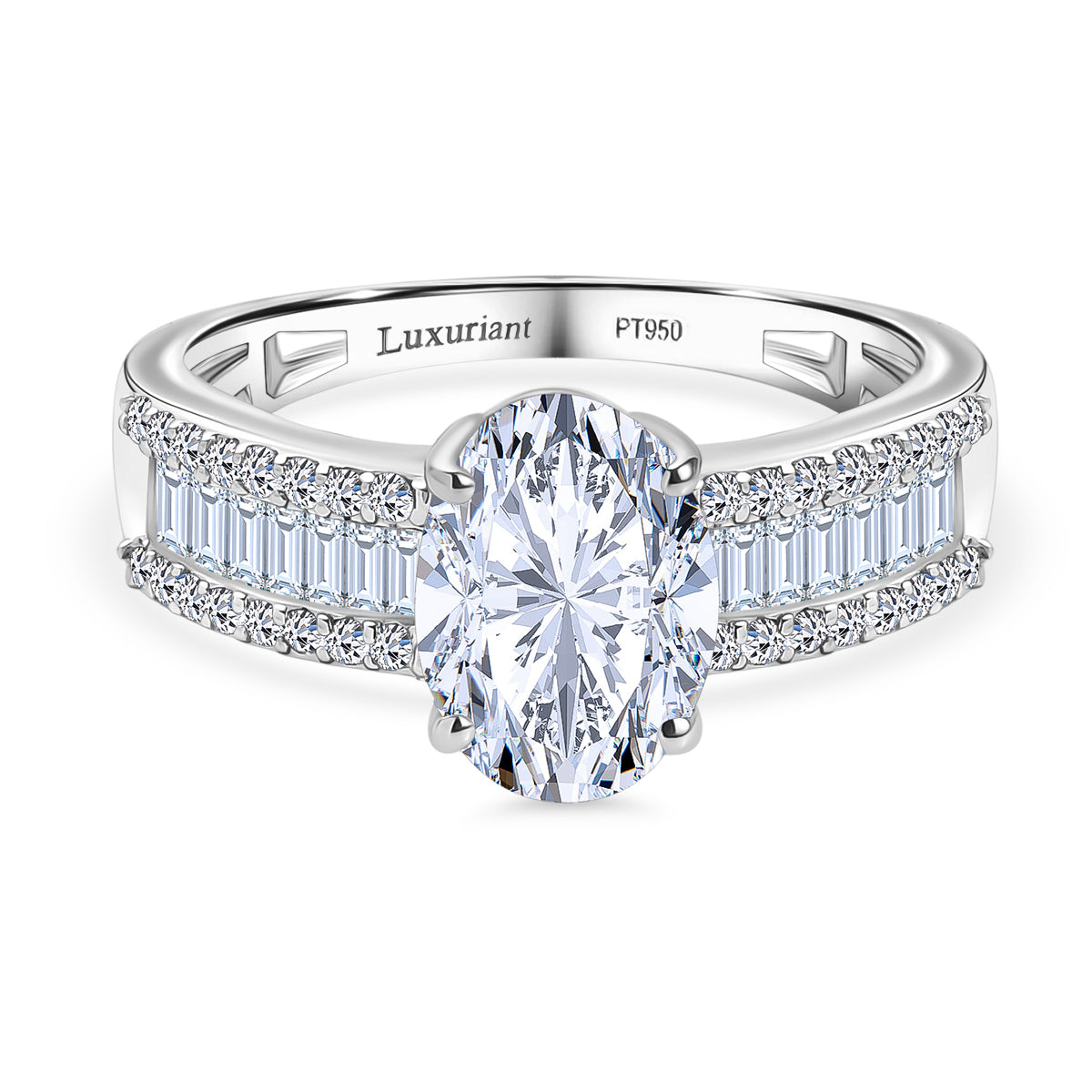 LUXURIANT 2.32 Ct. Lab Grown Diamond (VS-1/F) Solitaire Diamond Oval Ring in 950 Platinum IGI Certified 8062020 0