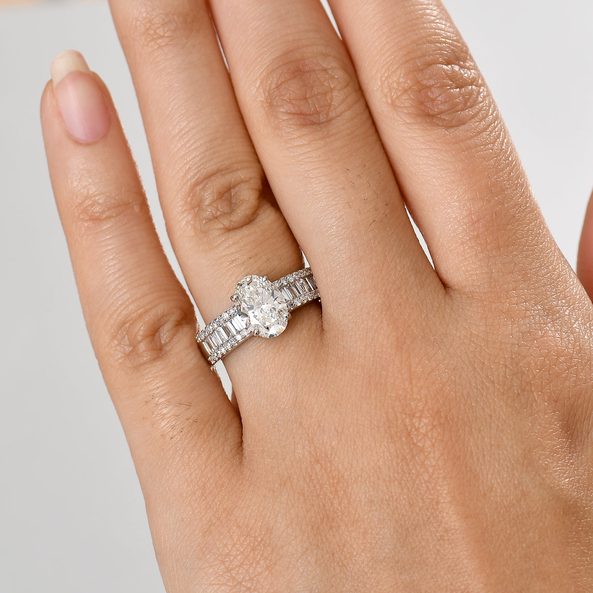 LUXURIANT 2.32 Ct. Lab Grown Diamond (VS-1/F) Solitaire Diamond Oval Ring in 950 Platinum IGI Certified 8062020 3