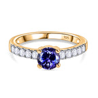 Tanzanite & Moissanite Ring in 18K Vermeil Yellow Gold Plated  Sterling Silver 1.15 Ct._8062243
