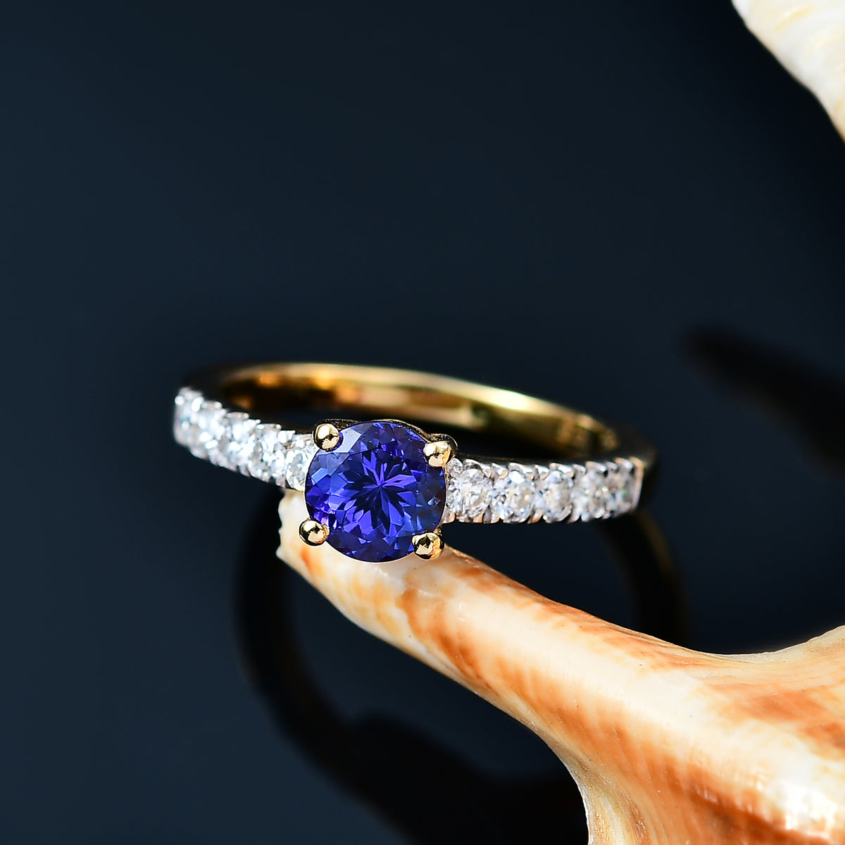 Tanzanite, Moissanite Ring in 18K Vermeil Yellow Gold Plated Sterling Silver 1.15 Ct. V32639576 2