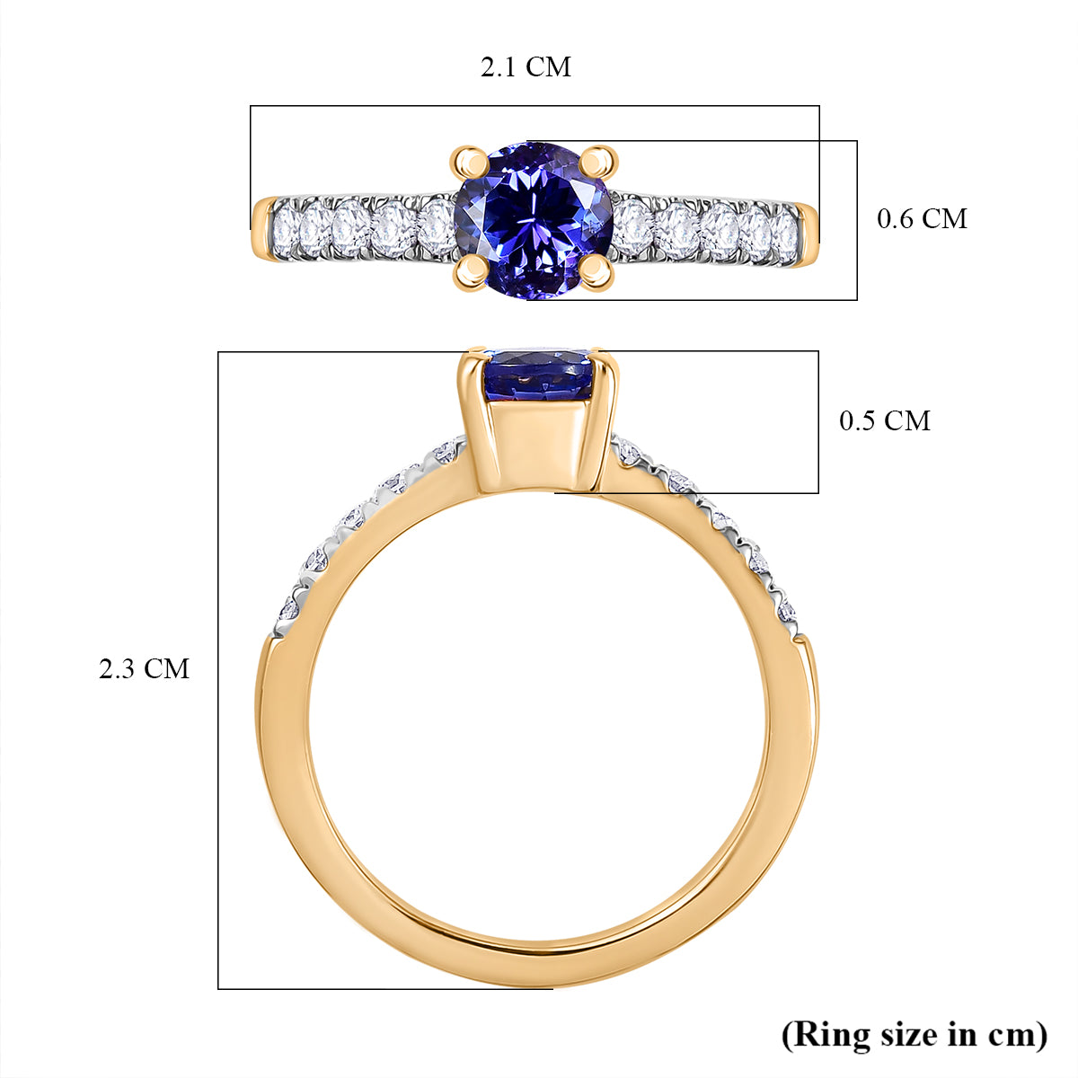 Tanzanite, Moissanite Ring in 18K Vermeil Yellow Gold Plated Sterling Silver 1.15 Ct. V32639576 6