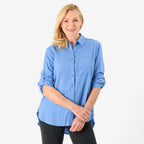 Close Out Deal - 100% Cotton Button Down Classic V-Neck Shirt (Size 18) - Blue_8062695