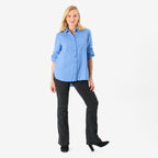 Close Out Deal - 100% Cotton Button Down Classic V-Neck Shirt (Size 18) - Blue_8062695_1