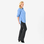 Close Out Deal - 100% Cotton Button Down Classic V-Neck Shirt (Size 18) - Blue_8062695_2