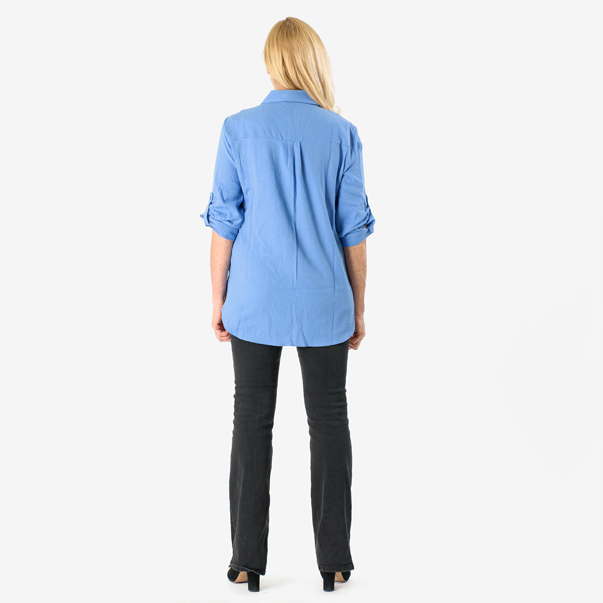Close Out Deal - 100% Cotton Button Down Classic V-Neck Shirt (Size 18) - Blue 8062695 3
