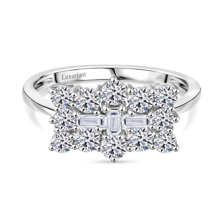 LUXURIANT 950 Platinum SGL Certified (VS-EF) Lab Grown Diamond Boat Ring 1 Ct. Platinum Wt 4.50 Gms V32545490 1