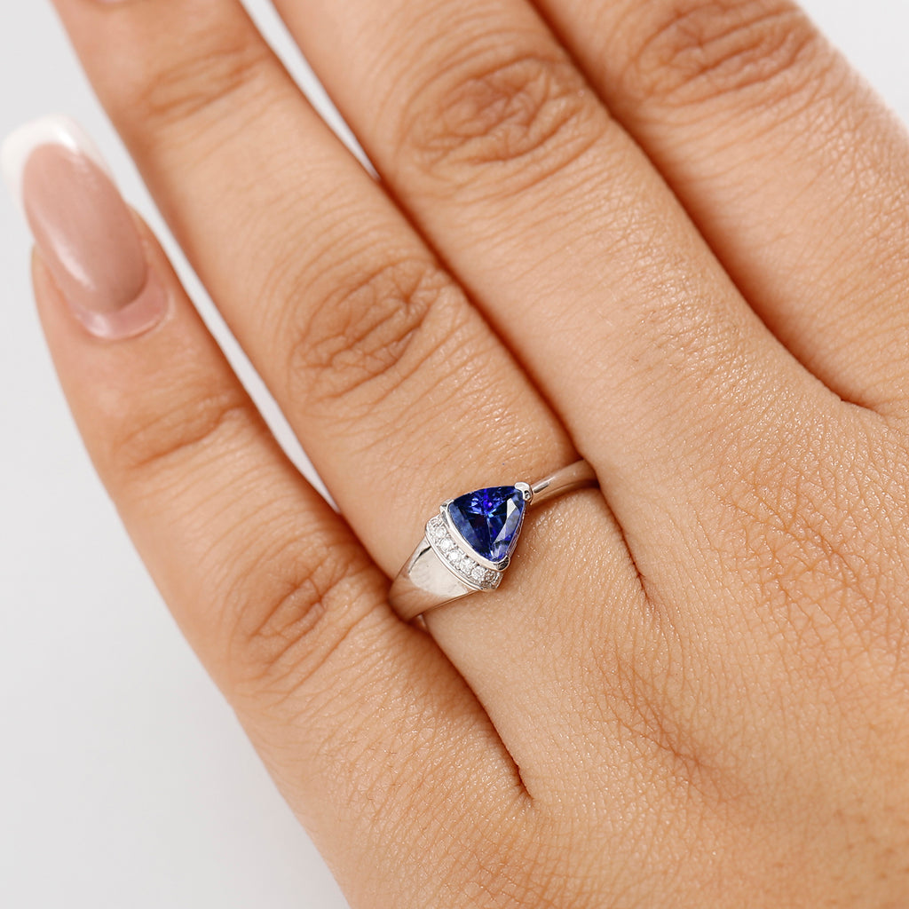 Tanzanite & Moissanite Ring in Rhodium Overlay Sterling Silver_8062996_2
