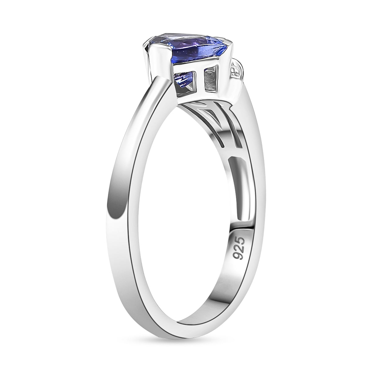 Tanzanite Ring with Moissanite in Rhodium Overlay Sterling Silver V32516558 4