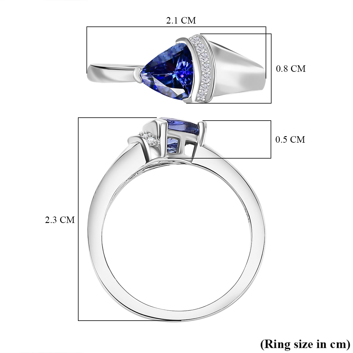 Tanzanite Ring with Moissanite in Rhodium Overlay Sterling Silver V32516558 6