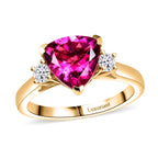 Luxuriant - 10K Yellow Gold AGI Certified AAA Lab Grown Bixbite & Lab Grown Diamond (VS/E-F) Trilogy Ring 2.25 Ct, Gold Wt.3.00 Gms_8063205