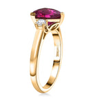 Luxuriant - 10K Yellow Gold AGI Certified AAA Lab Grown Bixbite & Lab Grown Diamond (VS/E-F) Trilogy Ring 2.25 Ct, Gold Wt.3.00 Gms_8063205_3