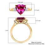 Luxuriant - 10K Yellow Gold AGI Certified AAA Lab Grown Bixbite & Lab Grown Diamond (VS/E-F) Trilogy Ring 2.25 Ct, Gold Wt.3.00 Gms_8063205_5