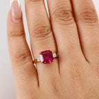 Luxuriant 9K Yellow Gold AGI Certified AAA Lab Grown Bixbite & Lab Grown Diamond (VS/EF) Ring 3.27 Ct._8063207_2