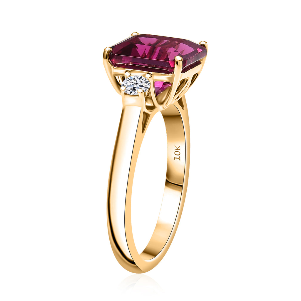 Luxuriant 9K Yellow Gold AGI Certified AAA Lab Grown Bixbite & Lab Grown Diamond (VS/EF) Ring 3.27 Ct._8063207_3