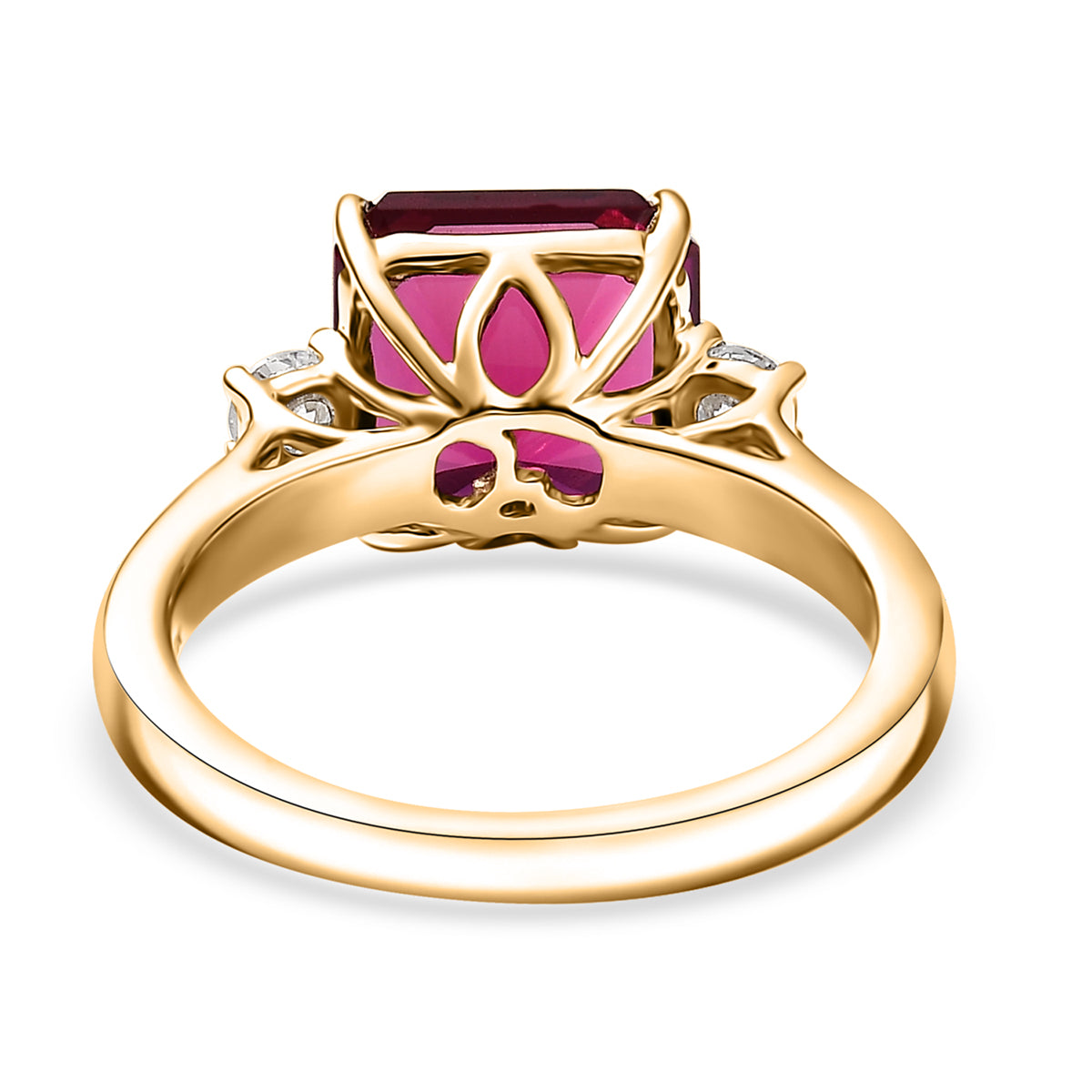 Appraised &amp; Certified LUXURIANT 3 Ct. AAA Lab Grown Bixbite, Lab Grown Diamond Ring in 9K Yellow Gold AGI Certified (VS-EF) 8063207 5