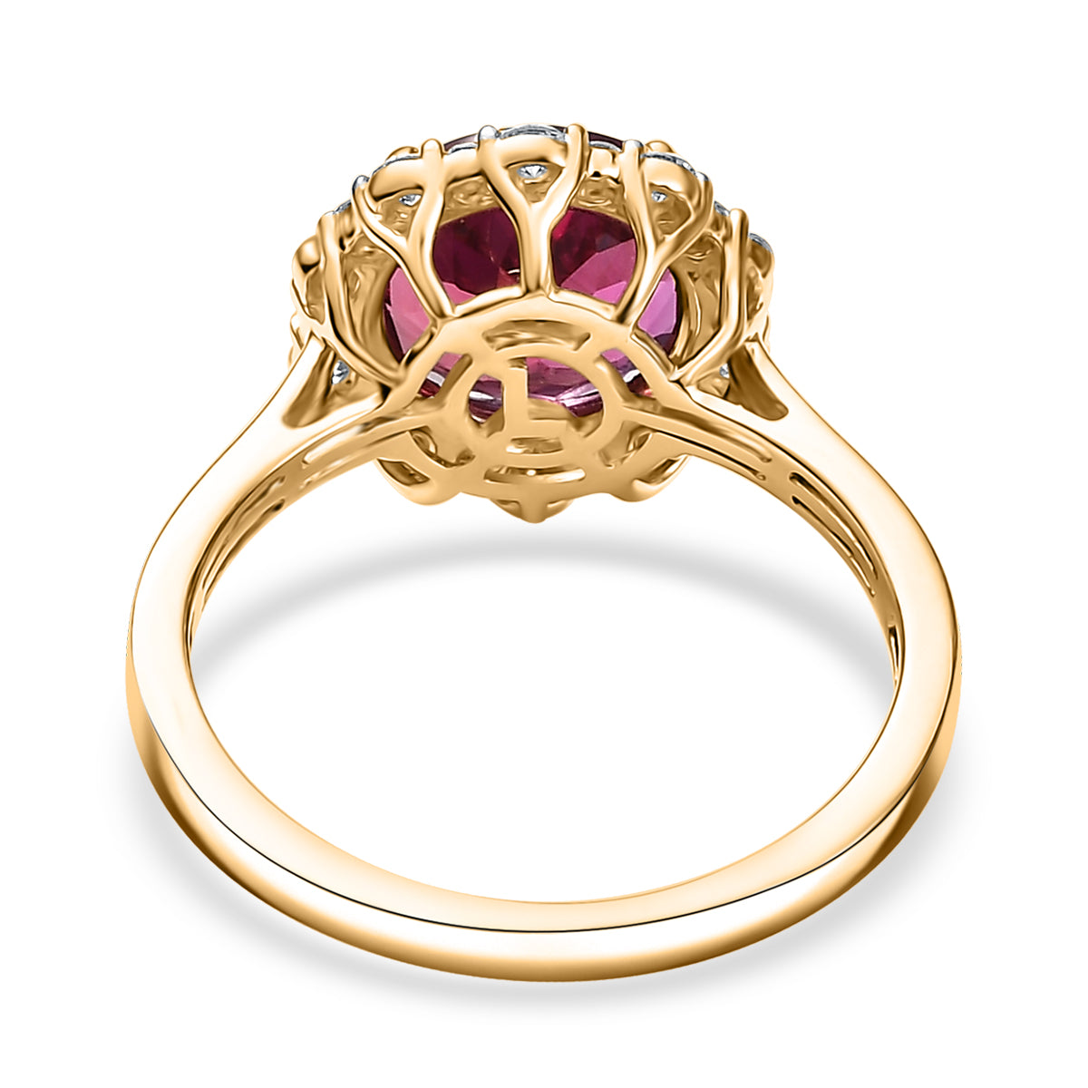 Certified and Appraised LUXURIANT 3 Ct. AAA Lab Grown Bixbite, Lab Grown Diamond Halo Ring in 10K Yellow Gold (VS-EF) 8063229 5