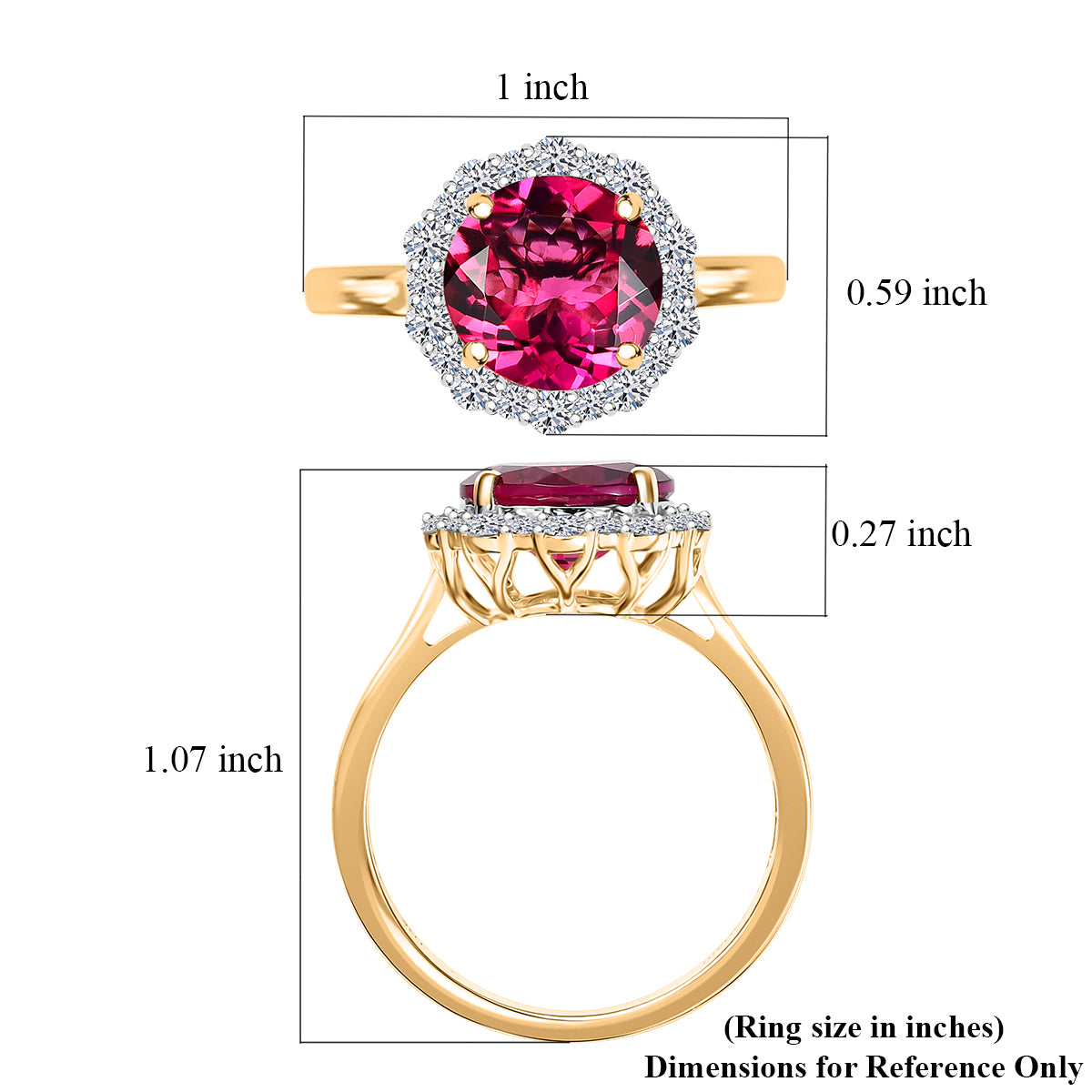Certified and Appraised LUXURIANT 3 Ct. AAA Lab Grown Bixbite, Lab Grown Diamond Halo Ring in 10K Yellow Gold (VS-EF) 8063229 6