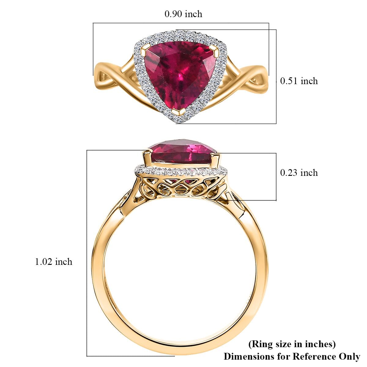 Certified &amp; Appraised LUXURIANT 10K Yellow Gold AAA Lab Grown Bixbite, Lab Grown Diamond VS-EF Halo Ring, 2.28 Ct. 8063267 6