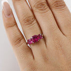 Luxuriant 9K White Gold AGI Certified AAA Lab Grown Bixbite Trilogy Ring 2.60 Ct._8063332_2