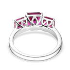 Luxuriant 9K White Gold AGI Certified AAA Lab Grown Bixbite Trilogy Ring 2.60 Ct._8063332_4