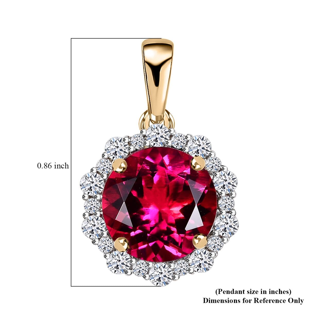 Appraised &amp; Certified LUXURIANT 10K Yellow Gold AAA Lab Grown Bixbite, Lab Grown Diamond VS-EF Solitaire Pendant, 3.51 Ct. 8063340 5