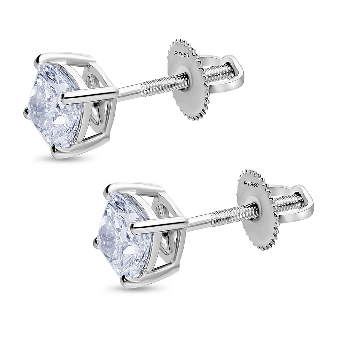 LUXURIANT 2 Ct. Lab Grown Diamond Solitaire Earrings in 950 Platinum SGL Certified 8064071 3