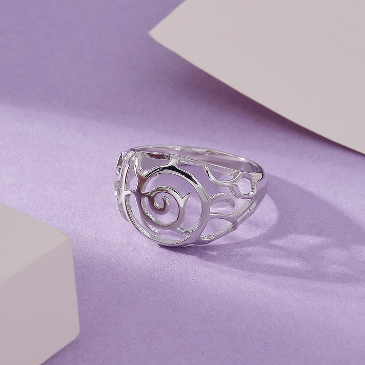 LucyQ - Air Drip Collection Floral Swirl Ring in Rhodium Overlay Sterling Silver 8064238 2