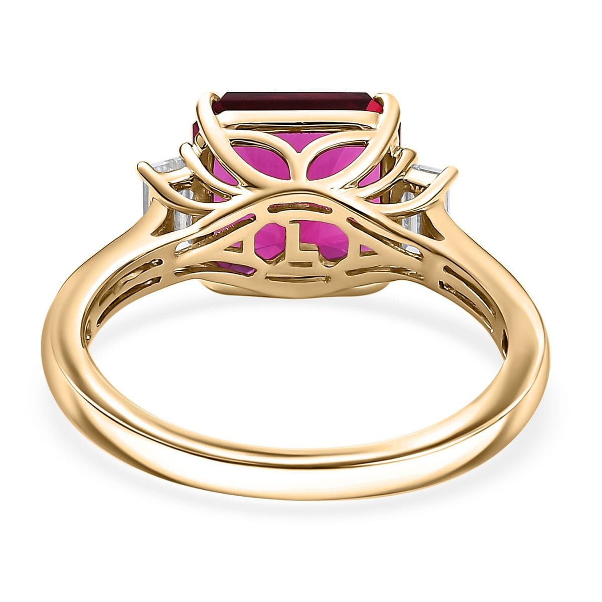 Appraised &amp; Certified LUXURIANT 4 Ct. AAA Lab Grown Bixbite, Lab Grown Diamond Solitaire Ring in 10K Yellow Gold (VS-EF) 8064438 5