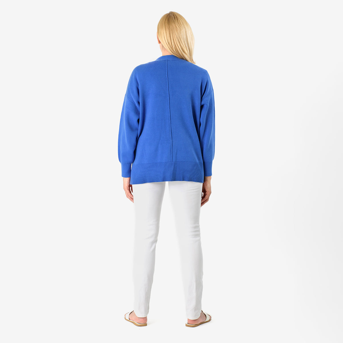 100% Cotton Knitted Solid Cardigan (Size - S-M) - Blue V32562246 2