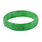 Extremely Rare- Green Jadeite Jade Dragon Carved Bangle (Size - 7) 290.00 Ct._8064949_3