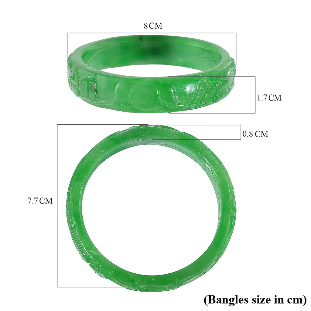 Extremely Rare- Green Jadeite Jade Dragon Carved Bangle (Size - 7) 290.00 Ct._8064949_4