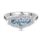 Santamaria Aquamarine & White Zircon Ring in Rhodium Overlay Sterling Silver 1.47 Ct._8065154