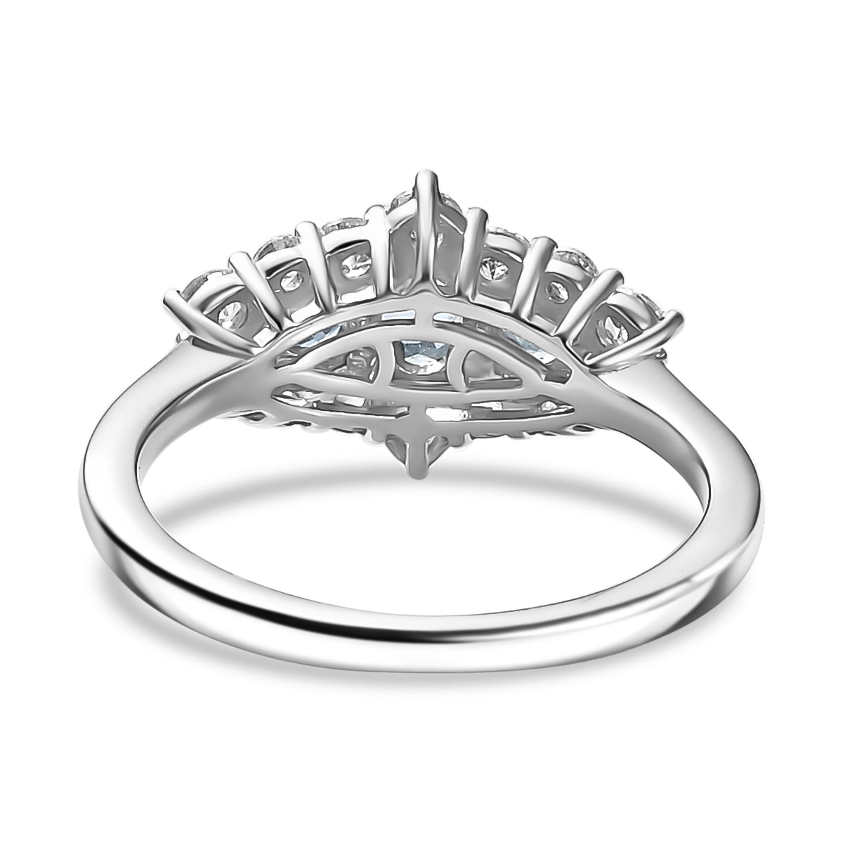 Santamaria Aquamarine &amp; White Zircon Ring in Rhodium Overlay Sterling Silver 1.47 Ct. 8065154 5