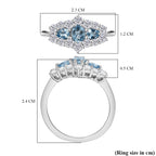 Santamaria Aquamarine & White Zircon Ring in Rhodium Overlay Sterling Silver 1.47 Ct._8065154_5