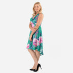 Floral Scatter Print V-Neck Sleeveless Dress (Size - 12) - Green_8066811_2