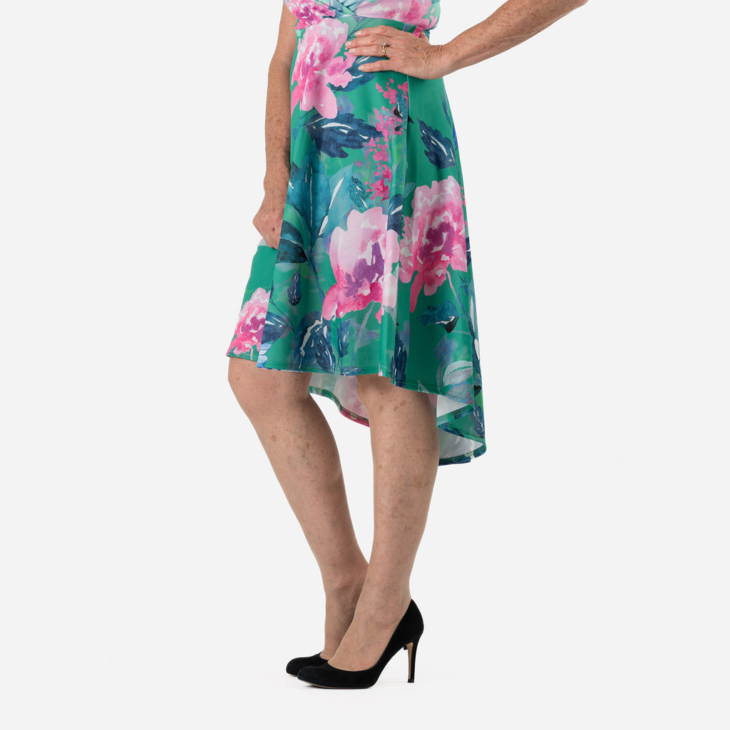 Floral Scatter Print V-Neck Sleeveless Dress (Size - 10) - Green_8066812_6