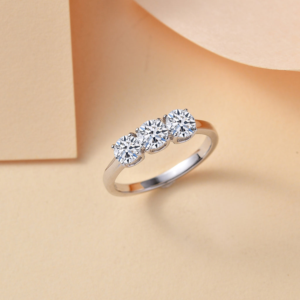 Luxuriant Diamond 950 Platinum SGL Certified Lab Grown Diamond (SI/G-H) Trilogy Ring 1.00 Ct,_8066900_1