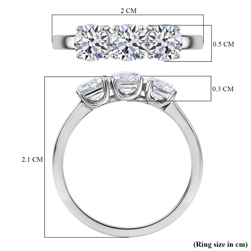 Luxuriant Diamond 950 Platinum SGL Certified Lab Grown Diamond (SI/G-H) Trilogy Ring 1.00 Ct,_8066904_6