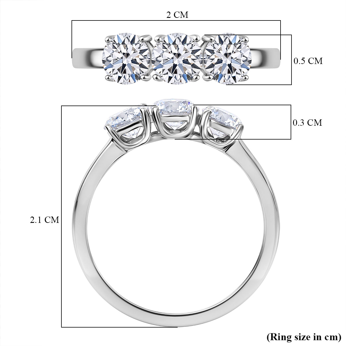 1.Ct Luxuriant Diamond 950 Platinum SGL Certified Lab Grown Diamond (SI-G-H) Trilogy Ring 1.00 Ct, P V32530162 6