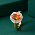 Natural Crimson Fire Opal & Moissanite Sunburst Ring in 18K Vermeil Yellow Gold Overlay Sterling Silver 1.61 Ct._8067904_1