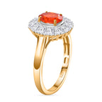 Natural Crimson Fire Opal & Moissanite Sunburst Ring in 18K Vermeil Yellow Gold Overlay Sterling Silver 1.61 Ct._8067904_3