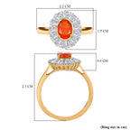 Natural Crimson Fire Opal & Moissanite Sunburst Ring in 18K Vermeil Yellow Gold Overlay Sterling Silver 1.61 Ct._8067904_5