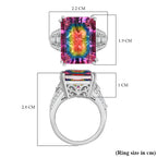 Galaxy Glow Nebula Quartz & White Zircon Ring in Rhodium Overlay Sterling Silver 12.20 Ct._8068173_5