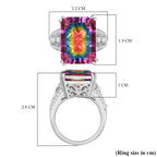 Galaxy Glow Nebula Quartz & White Zircon Ring in Rhodium Overlay Sterling Silver 12.20 Ct._8068174_5