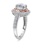 FOTM - Luxuriant Diamond - IGI Certified 950 Platinum and 14K Rose Gold (2 Ct Round Solitiare) (VS-EF) Lab Grown Pink Diamond Ring 3.00 Ct.