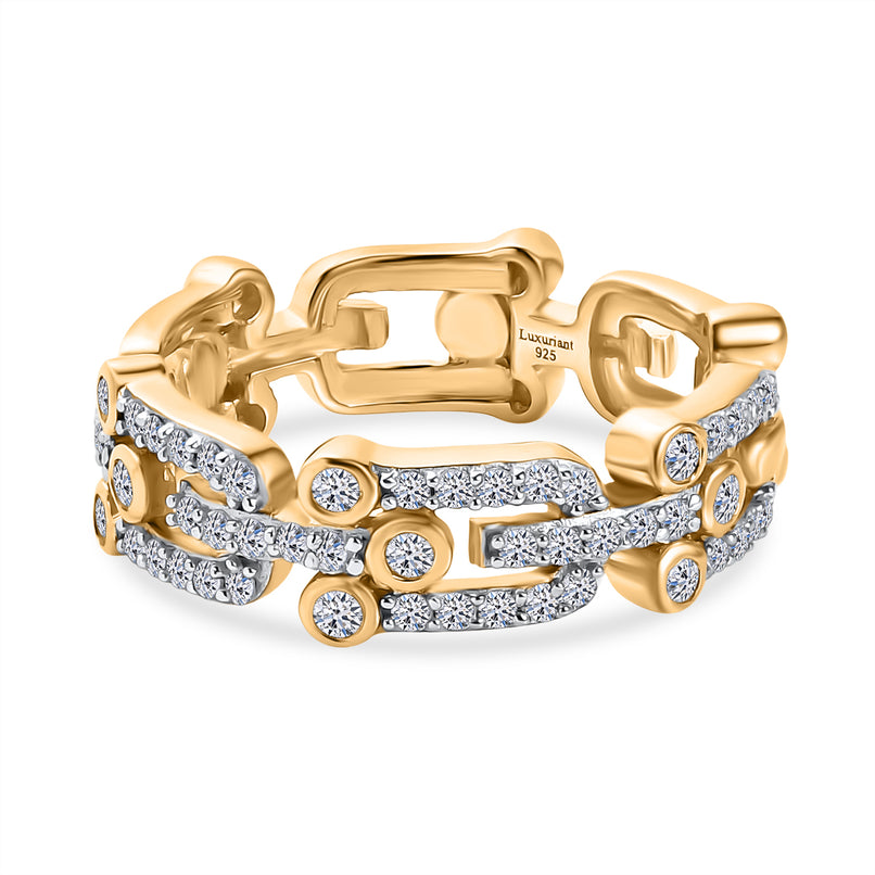 Luxuriant Diamond Lab Grown Diamond (SI-G/H) Band Ring in 18K Vermeil Yellow Gold Plated Sterling Silver_8068606