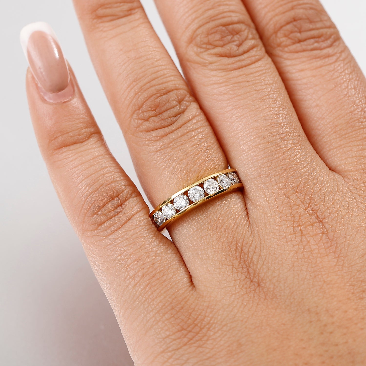 LUXURIANT 1.5 Ct. Lab Grown Diamond Half Eternity Band Ring in 18K Vermeil Yellow Gold Plated Sterling Silver (SI-G/H) 8068813 3